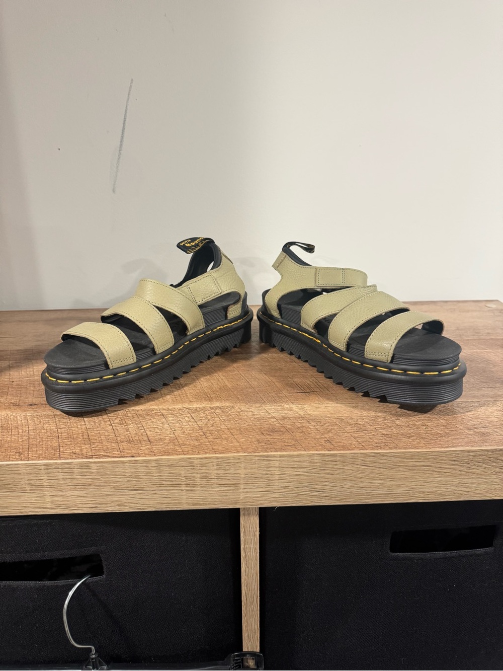 Dr. Martens Olive Green Leather Platform Sandals - Picture 3 of 7